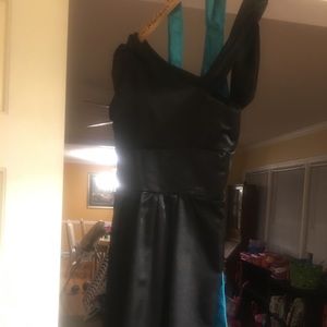 Girls black dress with blue sash